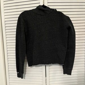 Super Dry Orange Label Luxe Cropped Hoodie - Dark Heather Grey